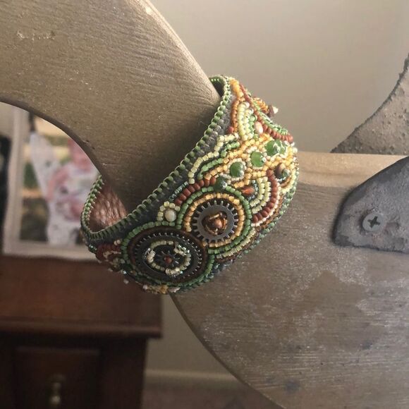 Handmade In Yosemite Beaded Cuff Bracelet Boho, Cottagecore - Picture 2 of 4